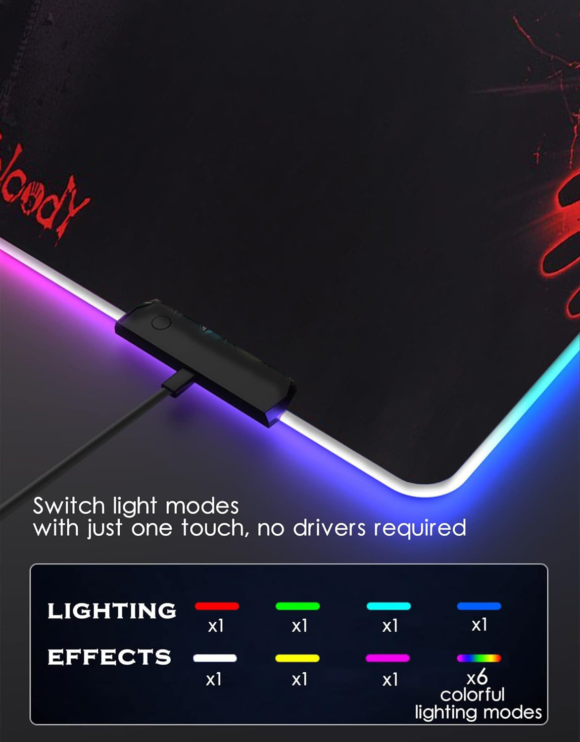 RGB Gaming Mousepad Bloody
