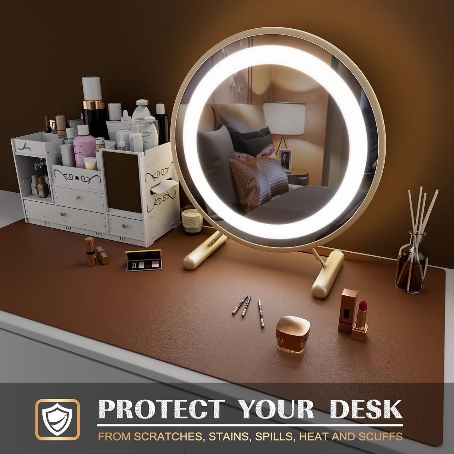 Large Desk Mat Brown