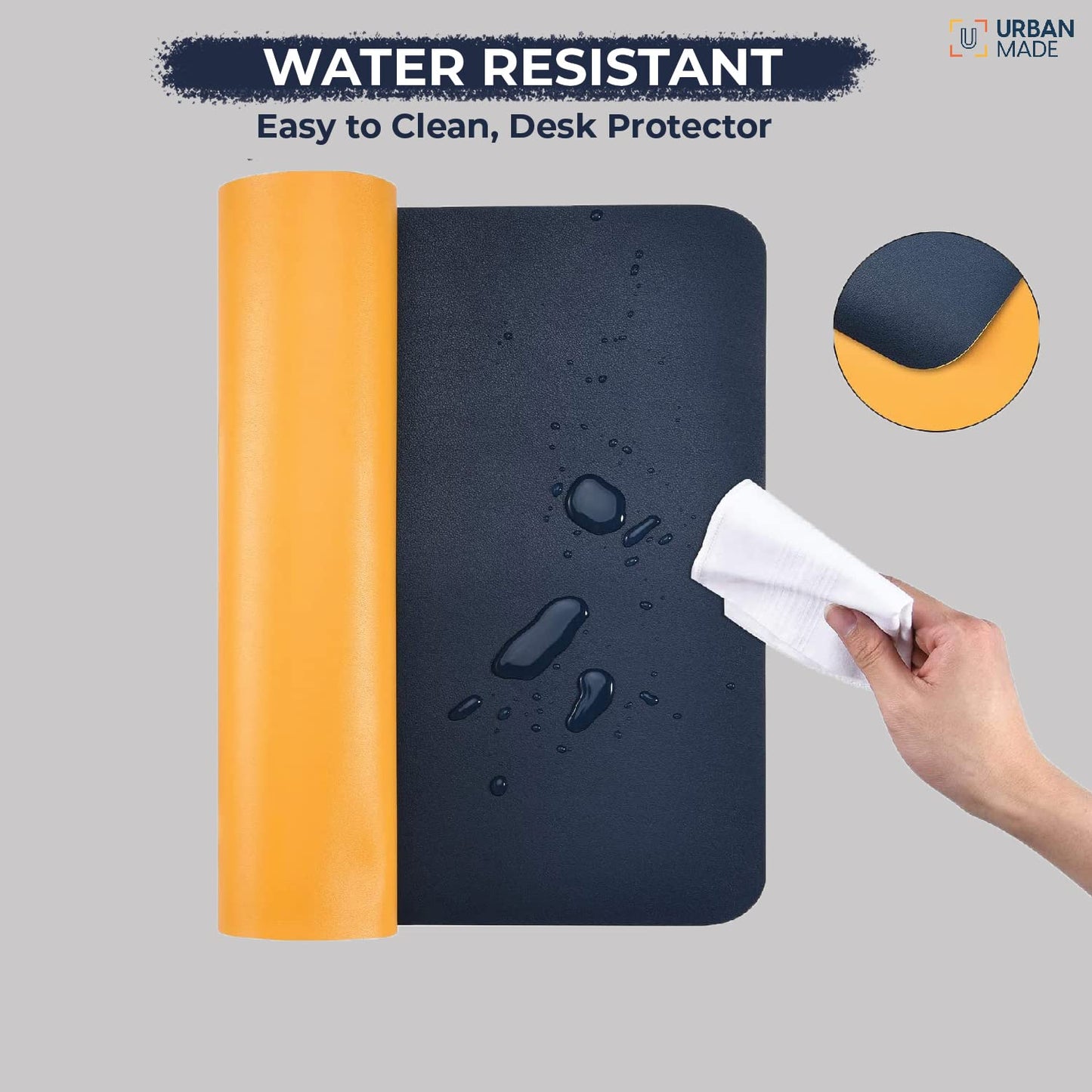 Dual-Sided Desk Mat Blue + Yellow