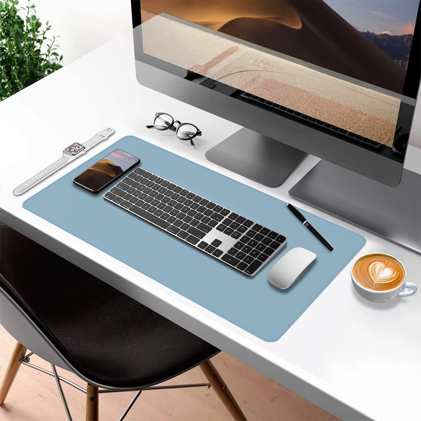 Dual-Sided Desk Mat Sky Blue + Aqua