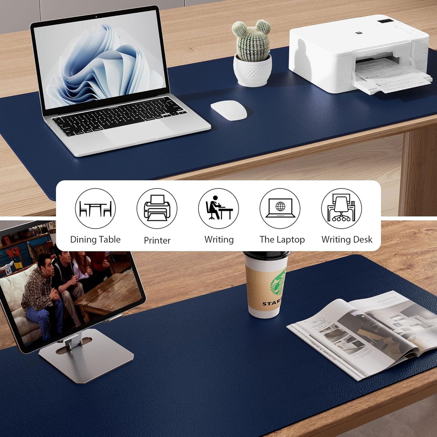 Large Desk Mat Dark Blue
