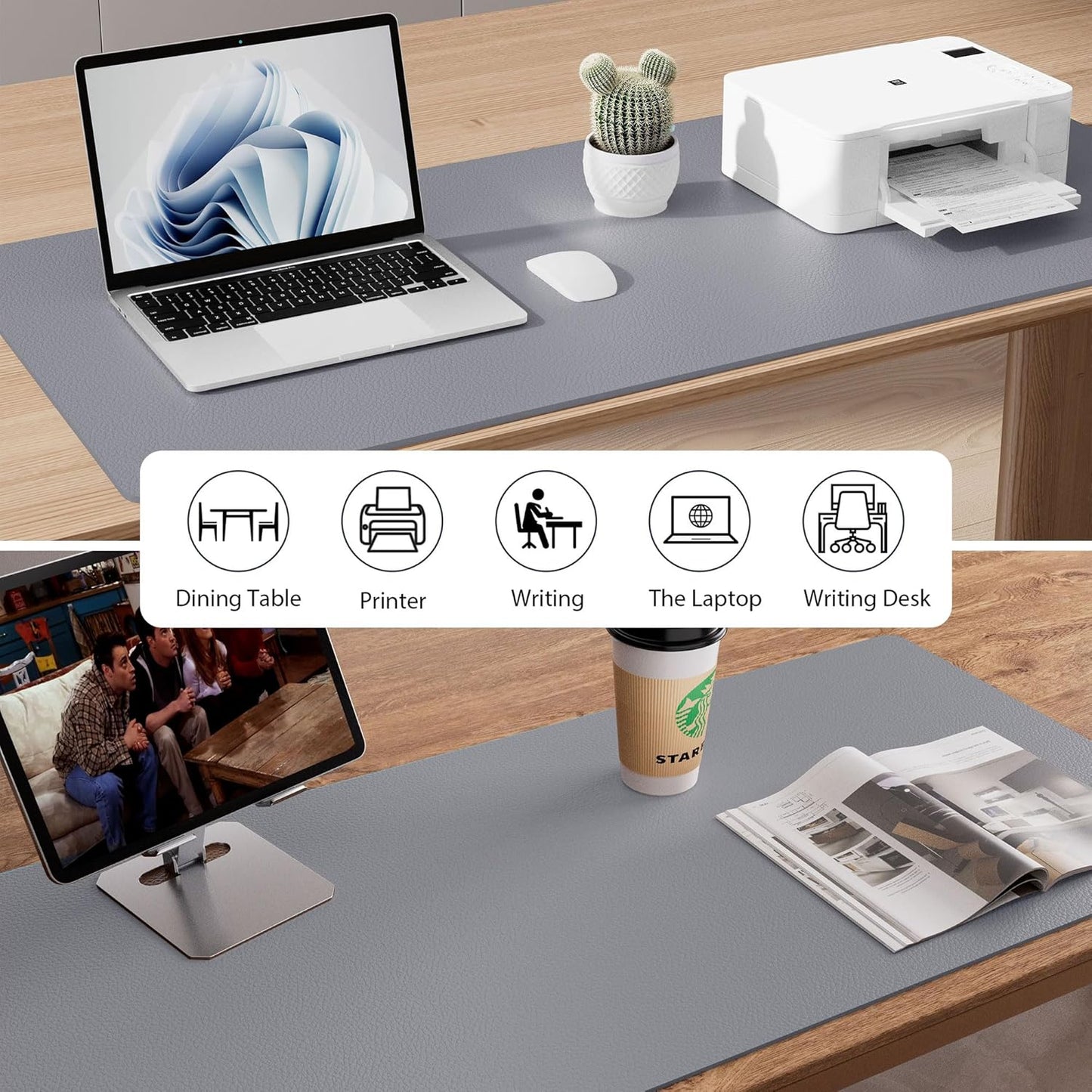 Large Desk Mat Gray