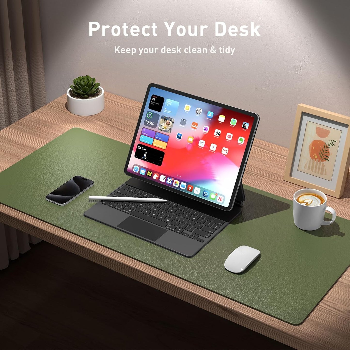 Large Desk Mat Olive Green