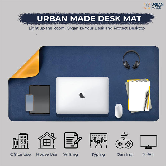 Dual-Sided Desk Mat Blue + Yellow