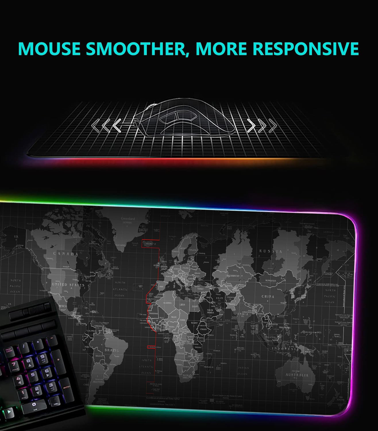 RGB Gaming Mousepad WorldMap