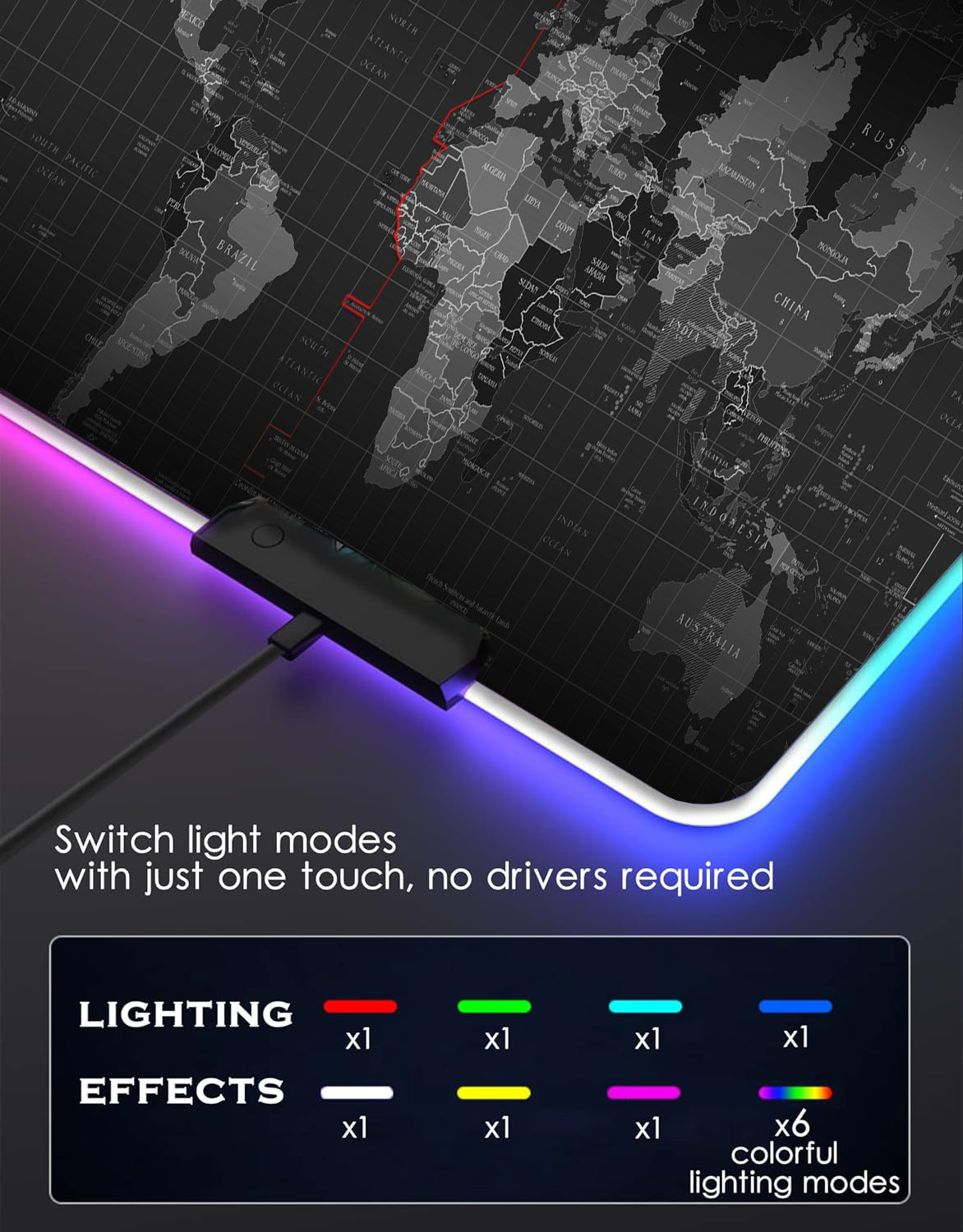RGB Gaming Mousepad WorldMap